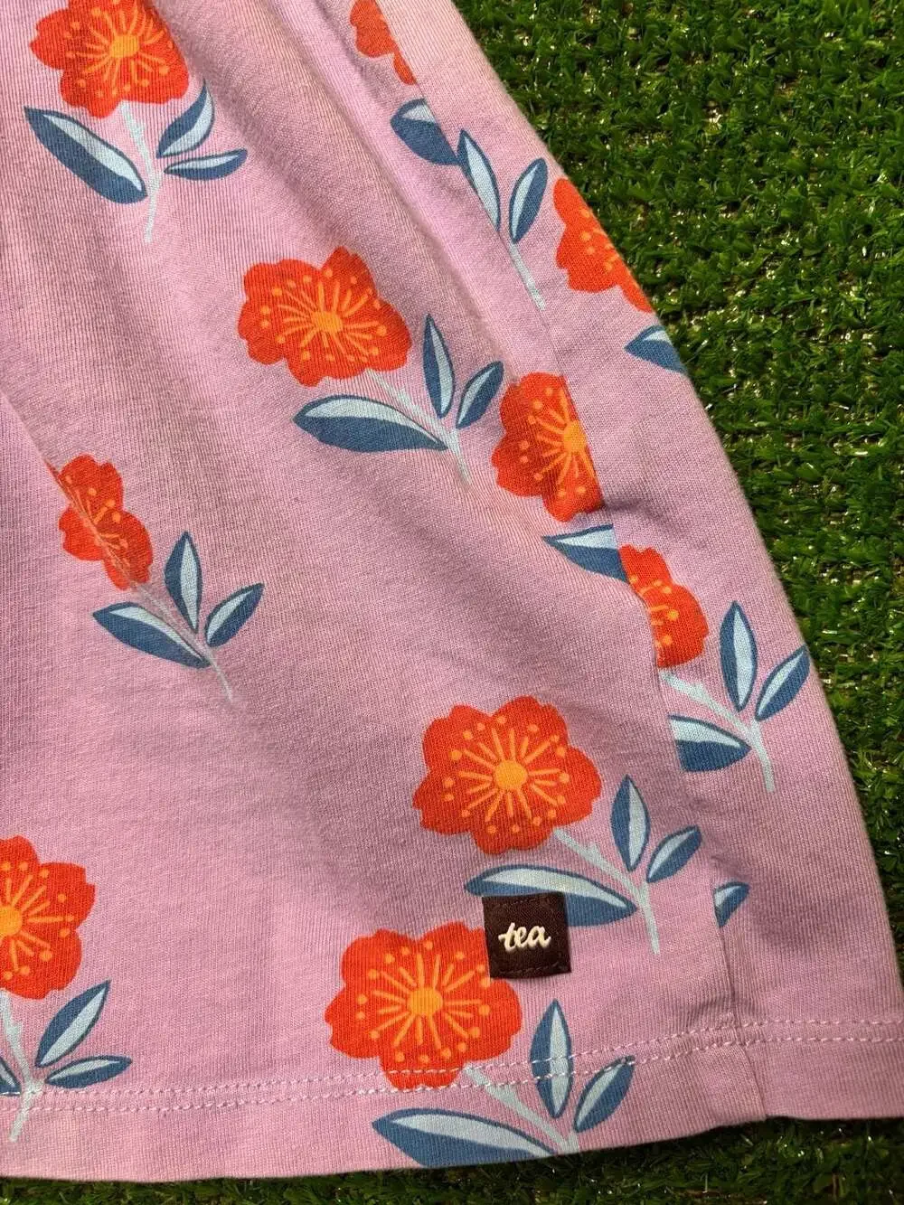Tea Collection Purple Floral Red Flower Print Dress Size 4T